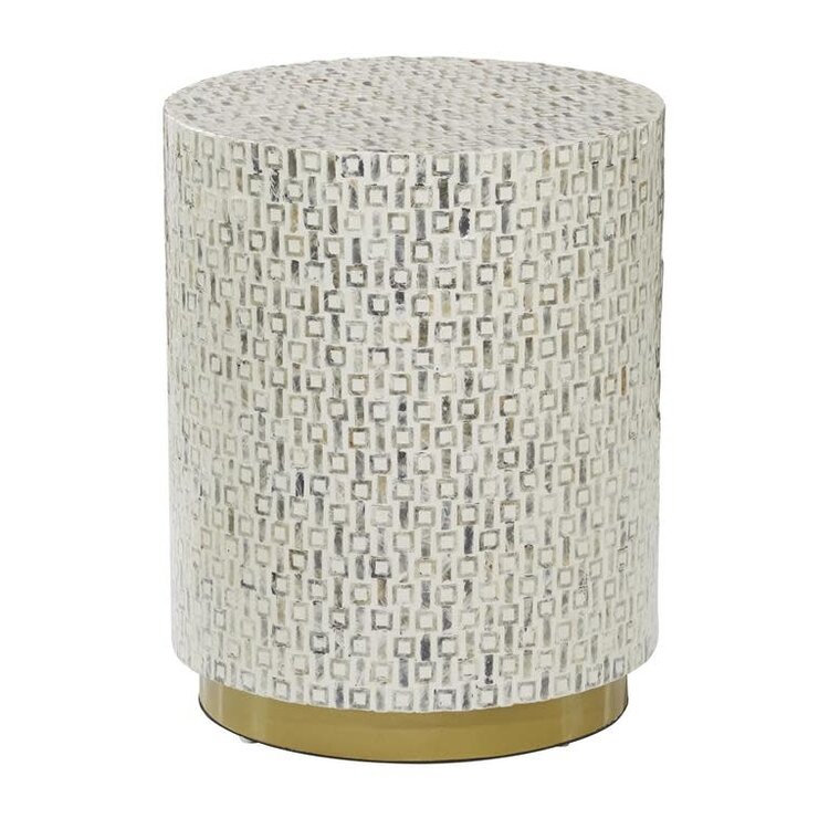 Atelier Home Round Shell Accent Table with Gold Base