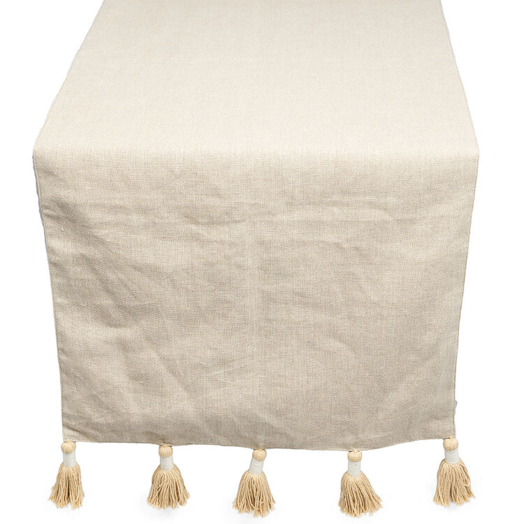 Jes & Gray Elle Tassel Table Runner, Natural 92"