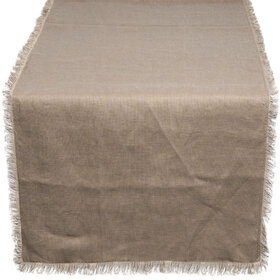 Jes & Gray Anne Fringe Table Runner, Taupe 100"