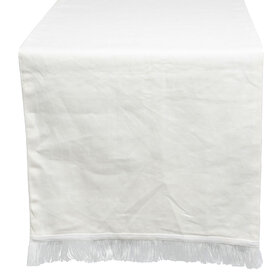 Jes & Gray Lynn Fringe Table Runner White