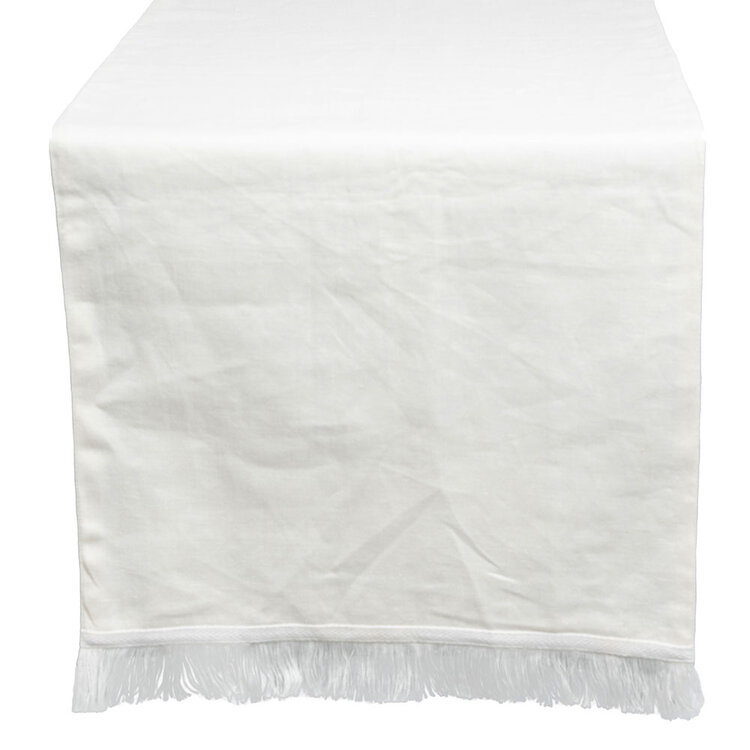 Jes & Gray Lynn Fringe Table Runner White