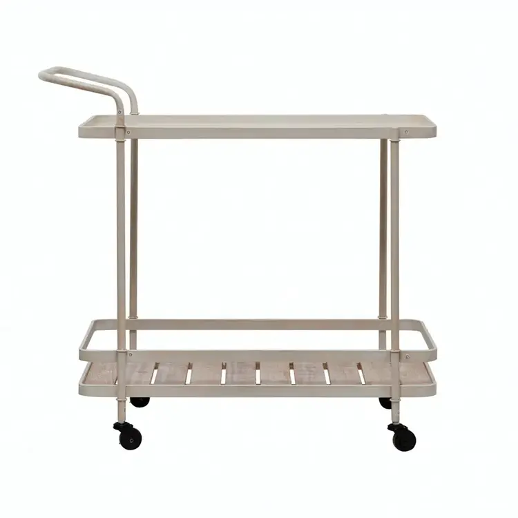 Metal 2-Tier Cream Bar Cart