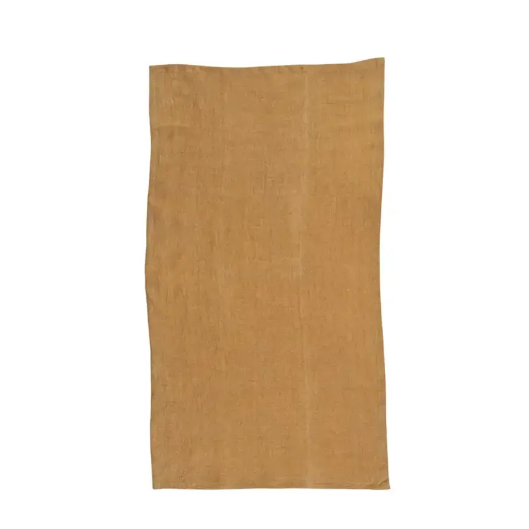 36" Oversized Stonewashed Mustard Linen Tea Towel