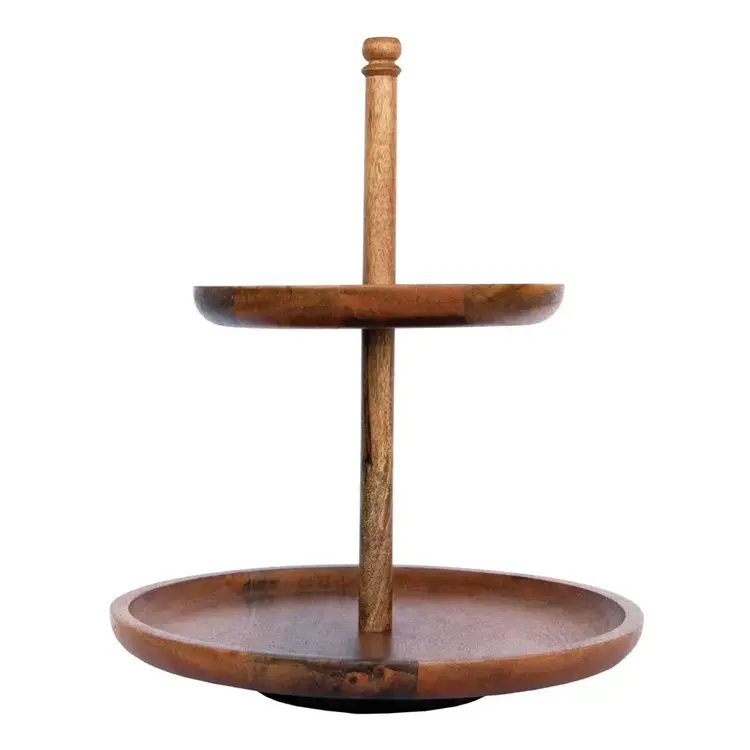Mango Wood 2-Tier Natural Tray