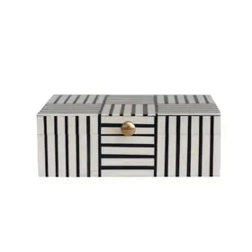 Resin Box with Striped Block Pattern & Gold Knob