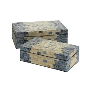 Atelier Home Mother of Pearl Amber and Blue Boxes