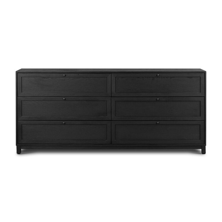 Four Hands Millie 6 Drawer Dresser- Drifted Matte Black Veneer