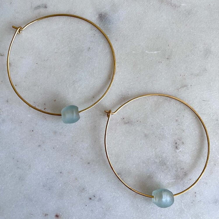 Esme Earrings (Skinny Hoops) Aqua