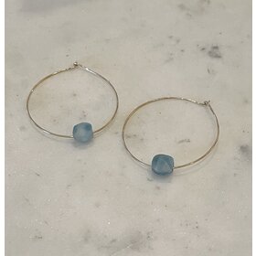Esme Earrings (Skinny Hoops) Blue Wave
