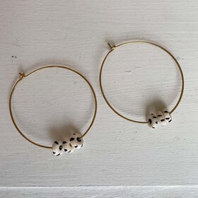 Esme Earrings (Skinny Hoops) Bone Bead