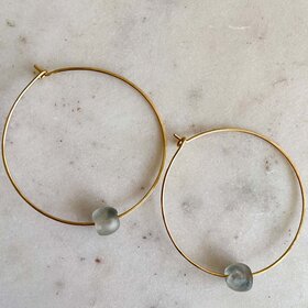 Esme Earrings (Skinny Hoops) Gray Mist