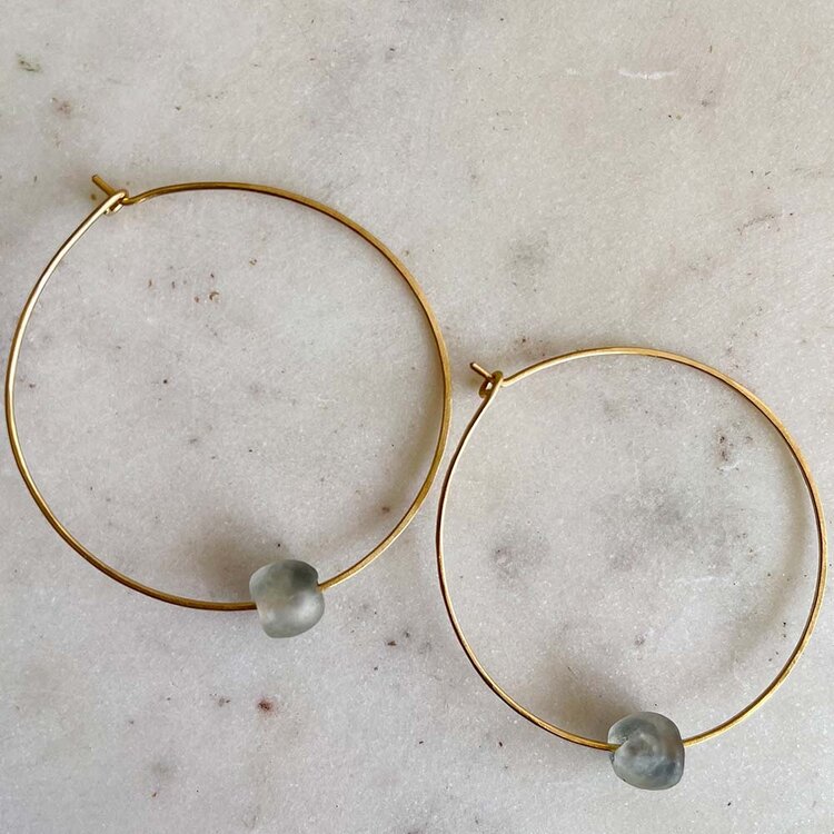 Esme Earrings (Skinny Hoops) Gray Mist