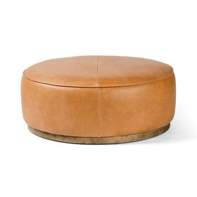 Four Hands Sinclair Large Round Ottoman-Palermo Butterscotch