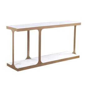 Dante Console- Antique Gold  White Marble - Matte Finish