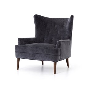 Four Hands Clermont Chair- Charcoal Worn Velvet