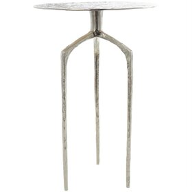 Aluminum Silver Textured Accent Table
