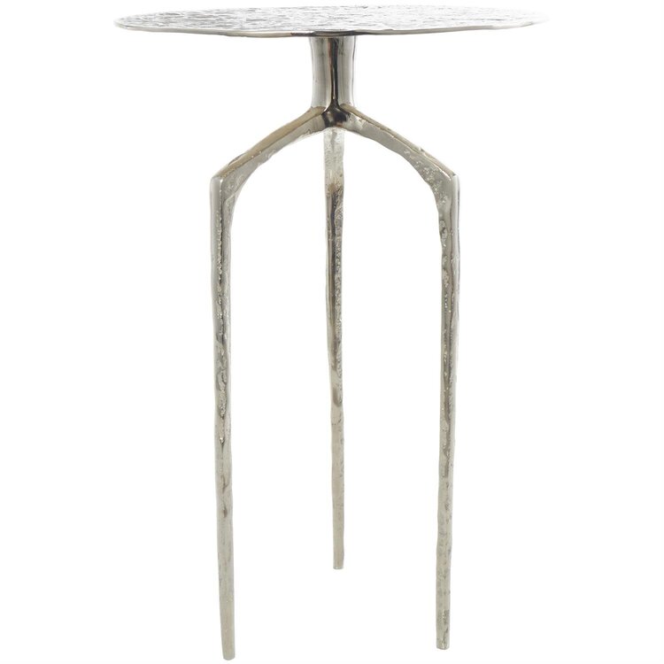 Aluminum Silver Textured Accent Table