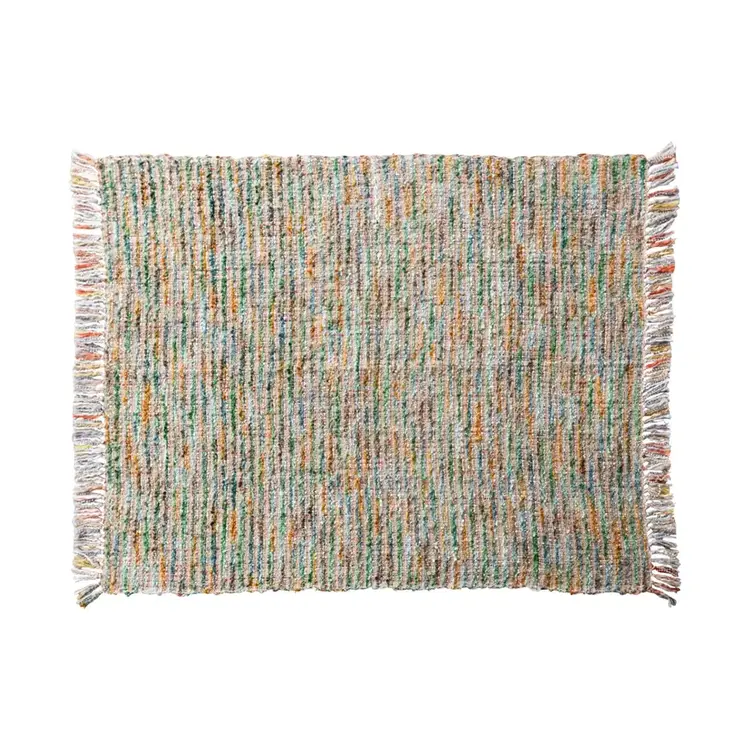 Woven Acrylic Blend Boucle Throw w/ Fringe