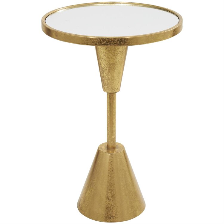 Gold Accent Table with Mirrored Top