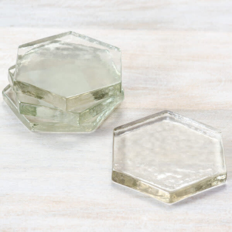 Glass Hexagon Coasters, set of 4
