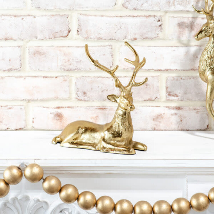 8.5" Gold Laying Reindeer