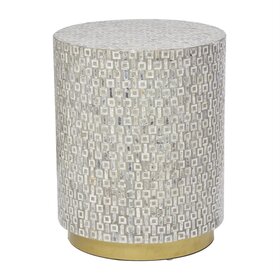 Atelier Home Mother of Pearl Side Table w/ Gold Base