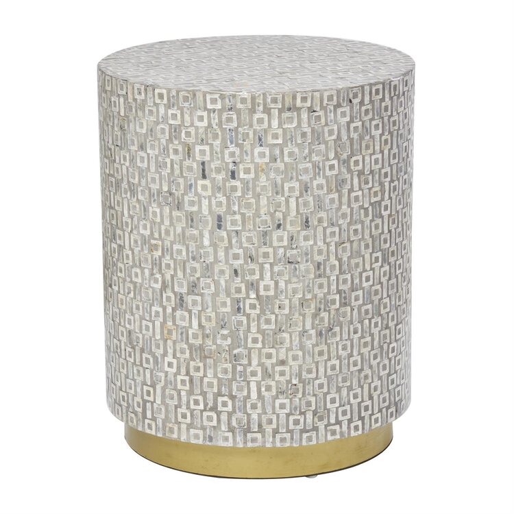 Atelier Home Mother of Pearl Side Table w/ Gold Base