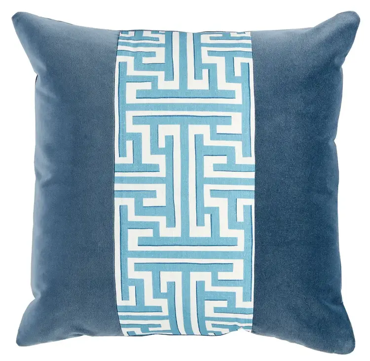 Trellis Stripe Blue Knife Edge, 22" x 22"