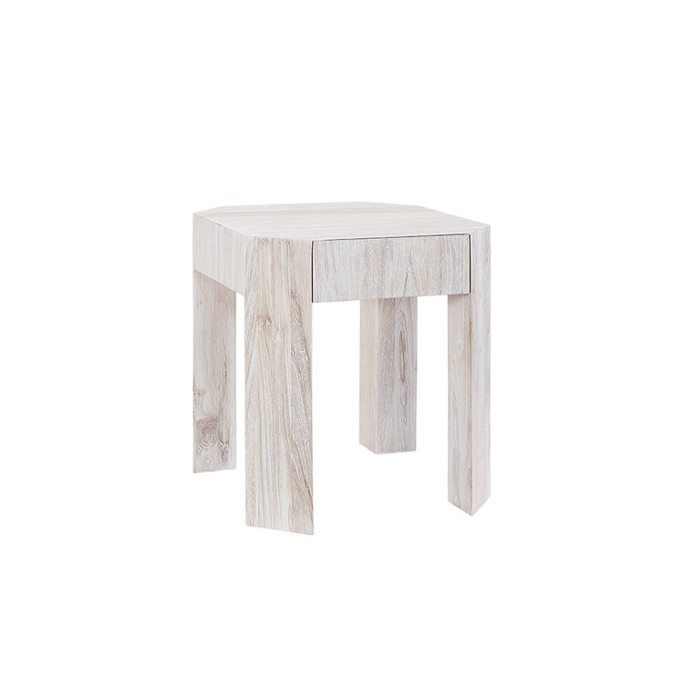 Beyond Borders Christopher Side Table- Weathered White