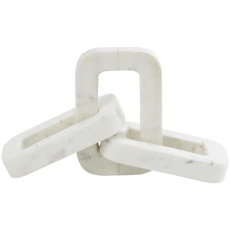 Rectangular White Marble Chain Sculpture