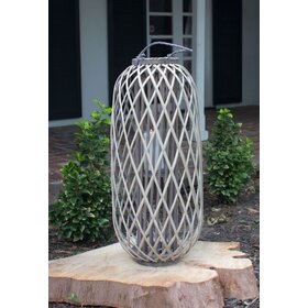Grey Willow Lantern with Glass-X-Large