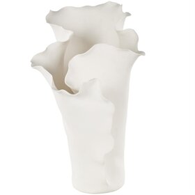 Cream Ceramic Floral Abstract Vase