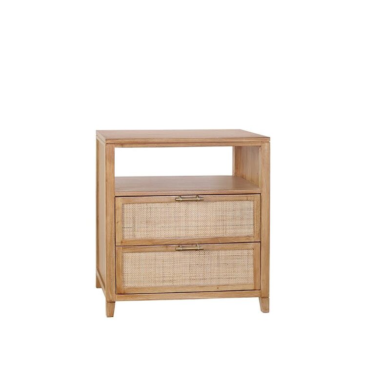 Beyond Borders Ava Cane Nightstand- Natural Bleached