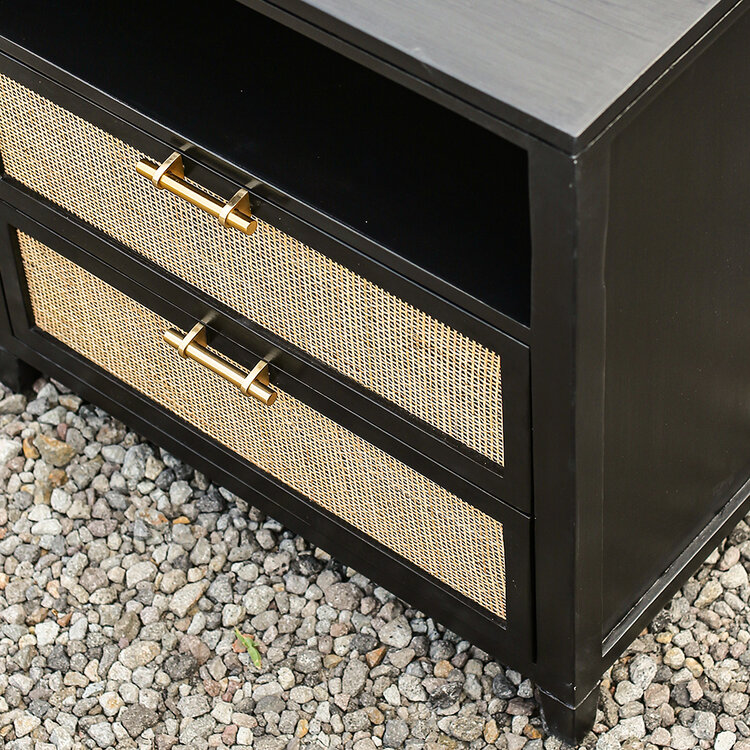 Beyond Borders Ava Cane Nightstand- Black Fox