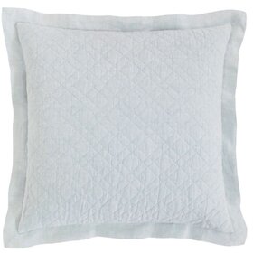 Washed Linen Quilted Sham, Sky Euro