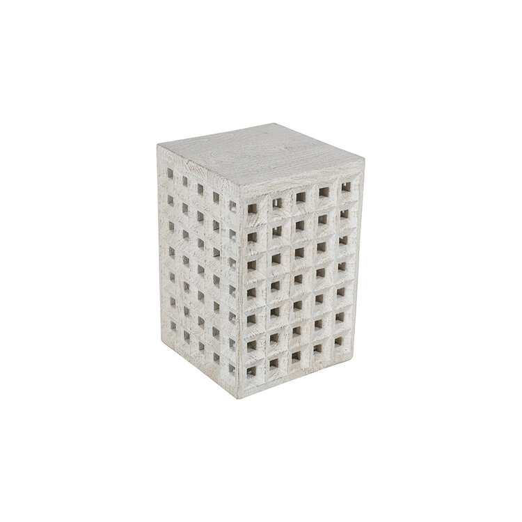 Atelier Home Delray End Table-White Wash Sand Blasted