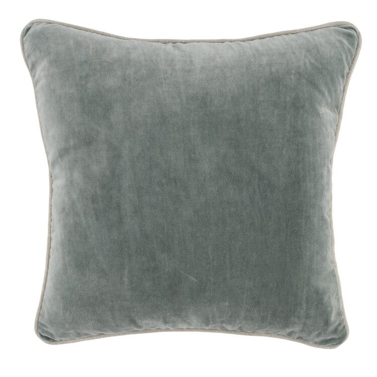 SLD Heirloom Bay Green Velvet Pillow, 18" x 18"