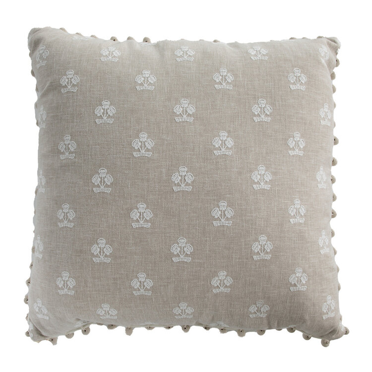 Flower Basket Linen Feather, 22" x 22"