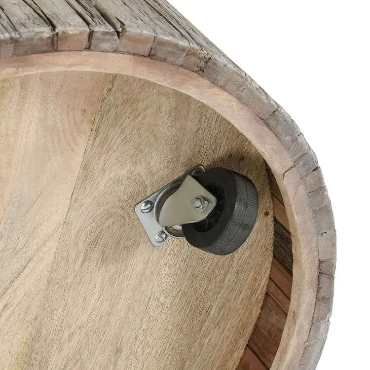 Alta Round Coffee Table w/  Wheels- Bleached White