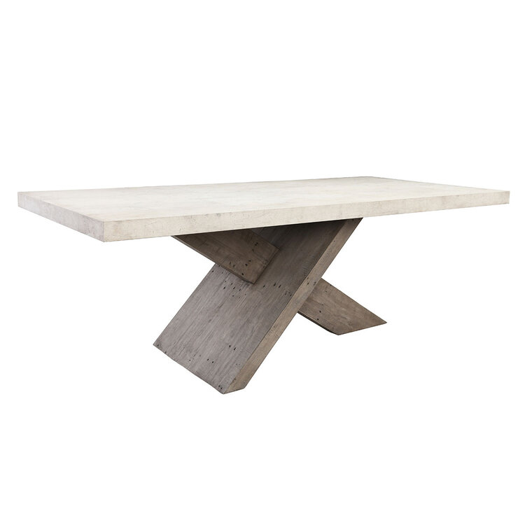Durant 84" Dining Table Distressed Gray / Antique White