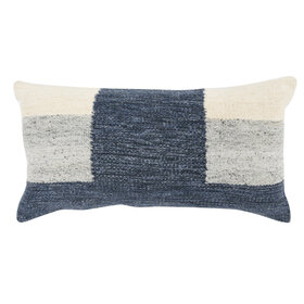 Kass Night Blue/Gray Pillow, 14" x 26"