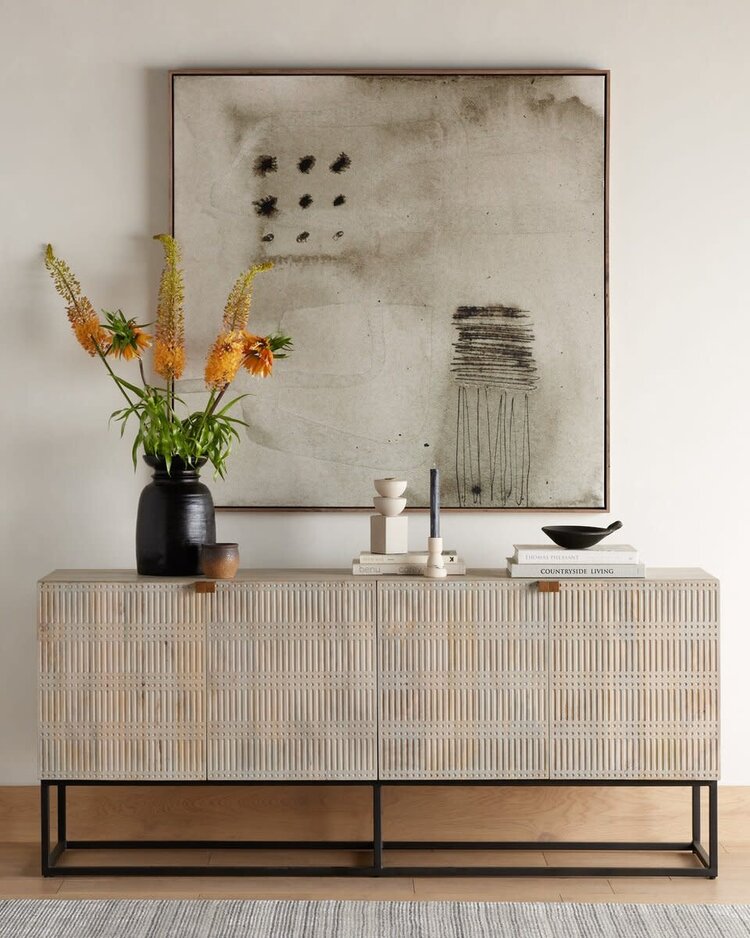Four Hands Kelby Sideboard- Light Wash Carved Mango