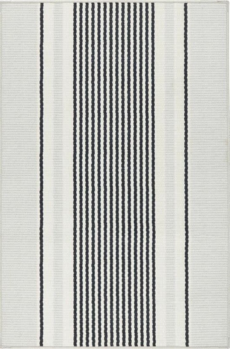 Gunner Stripe Grey Machine Washable Rug, 4' x 6'