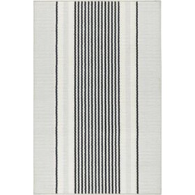 Gunner Stripe Grey Machine Washable Rug, 6' x 9'