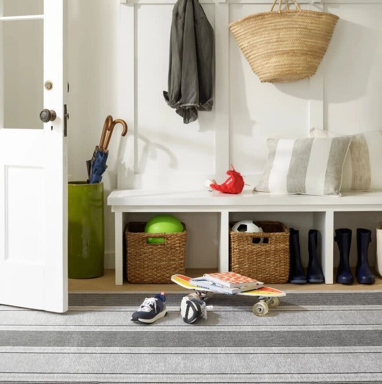 Gunner Stripe Grey Machine Washable Rug, 6' x 9'