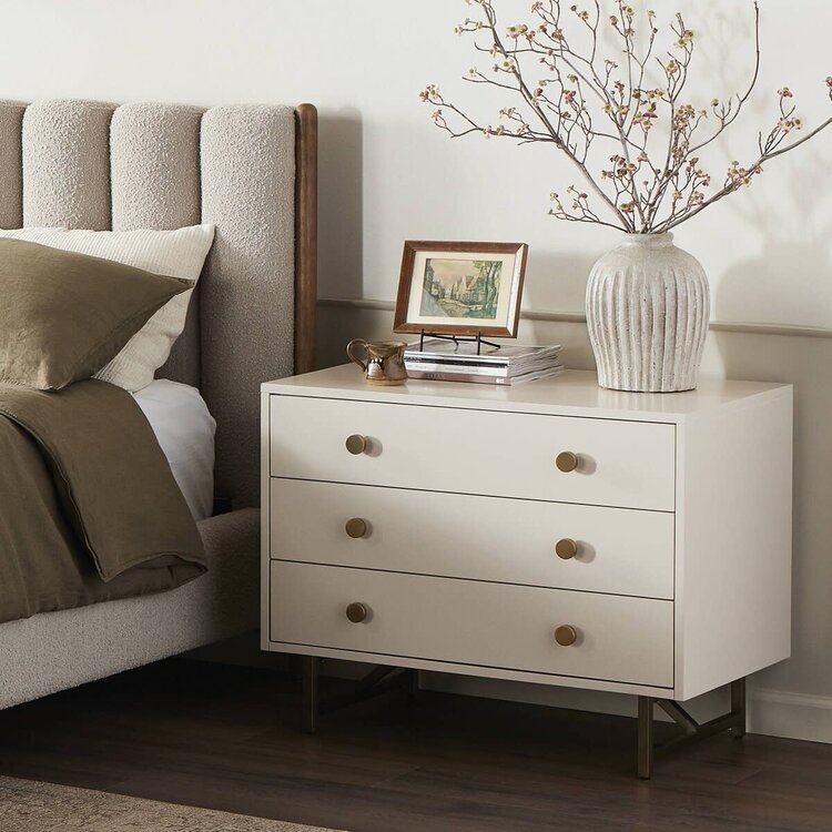 Four Hands Van Rectangular Nightstand- Matte Alabaster