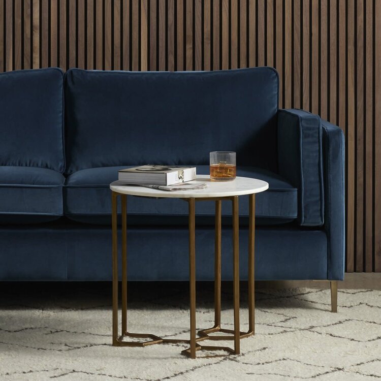 Four Hands Naomi Marble End Table- Polished White Marble