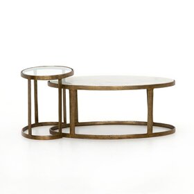 Four Hands Calder Nesting Coffee Table- Polished White Marble