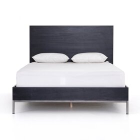 Four Hands Trey Bed, King Black Wash Poplar