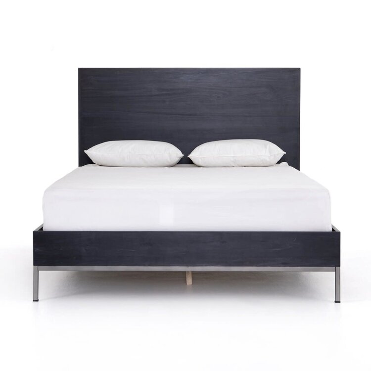 Four Hands Trey Bed, King Black Wash Poplar